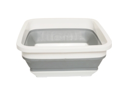 Bacia Dobrável Para Lavar Loiça – Bacia Quadrada – Bacia Retrátil – 323214,3 Cm – Branco/cinza – Plástico