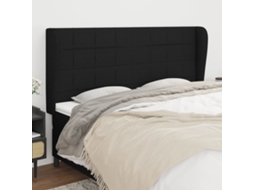 Vidaxl Cabeceira De Cama C/ Abas Tecido 163x23x118/128 Cm Preto