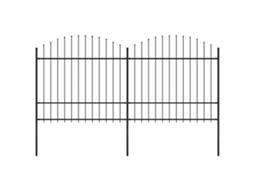 Vidaxl Cerca De Jardim Com Topo Em Forma De Lança Em Aço 337x175 Cm, Preta