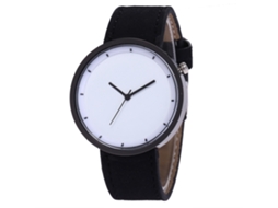 Relógio masculino de quartzo com pulseira de couro PU à prova d'água (preto)