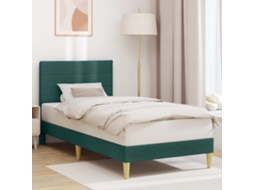 Vidaxl Estrutura Da Cama Com Cabeceira Verde-escuro 80 X 200 Cm Tecido