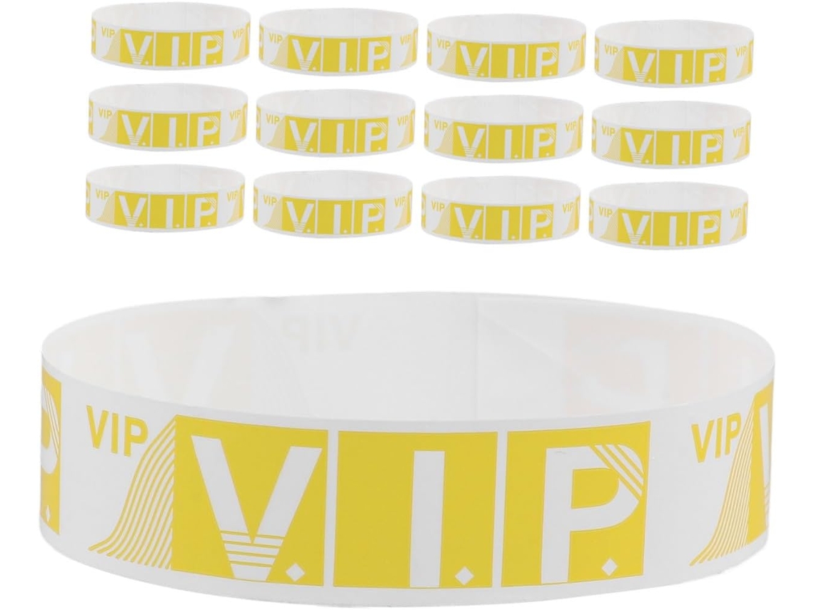 Tofficu 100-pulseiras Vip De Papel Sintético Amarelo Para Eventos E Festivais, Duráveis E Seguras Para Shows Festas