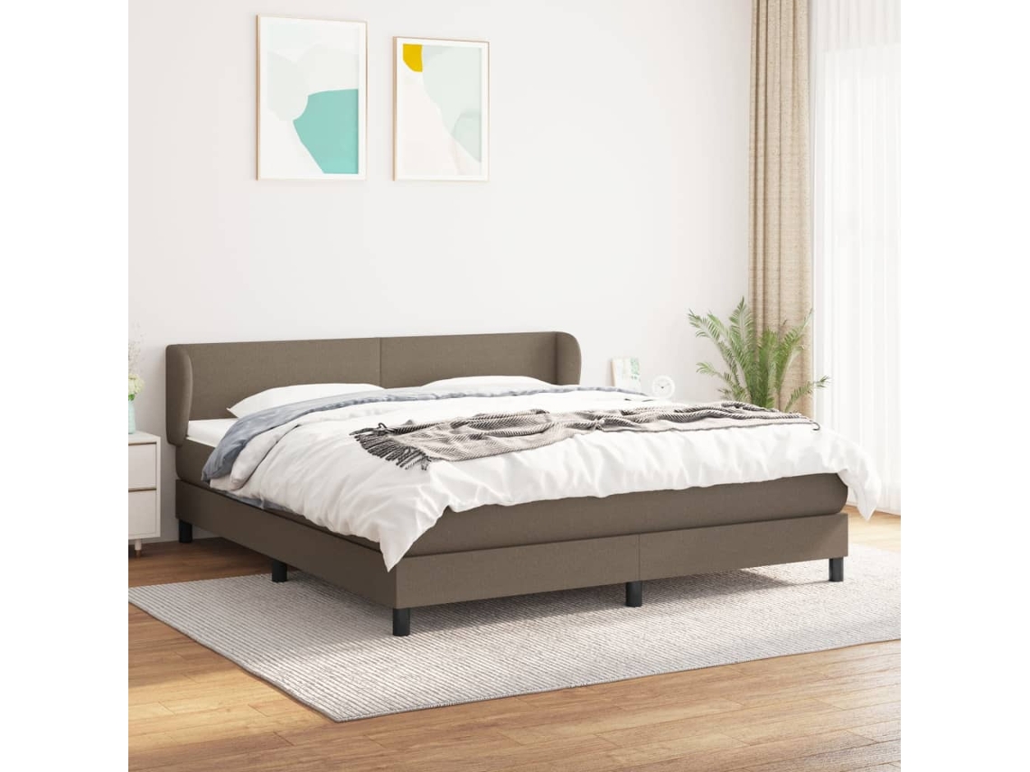 Vidaxl Cama Com Molas/colchão 180x200 Cm Tecido Castanho-acinzentado