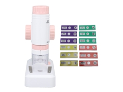 80x‑200x Kids Microscope With 12pcs Slides 2 In 1 Led Lighted High Definition Pocket Microscope For Observation Pink LAXISCREED