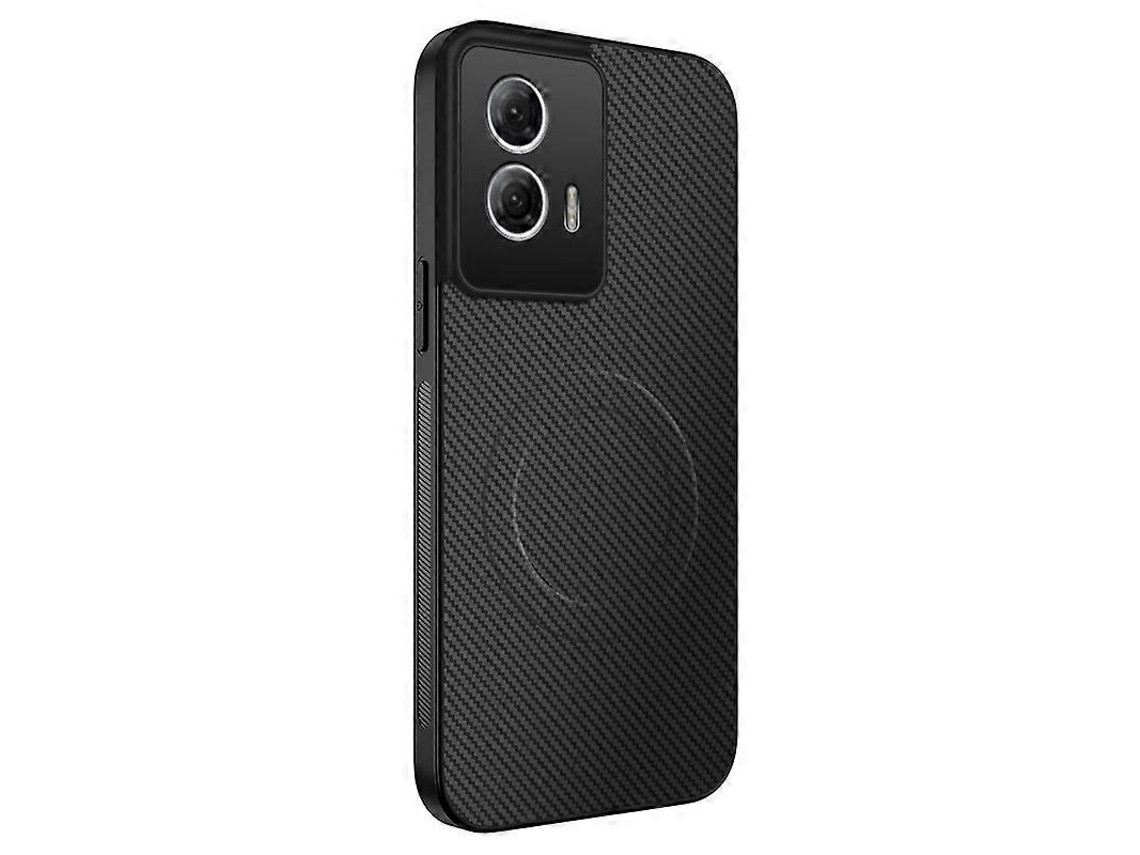 Capa Para Motorola Moto G85 5g Compatível Com Magsafe Wanlonfeng Tq Series Com Textura De Fibra De Carbono E Tpu, Preta
