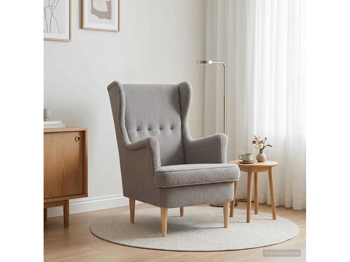 Vidaxl Poltrona Cinzento claro Bouclé