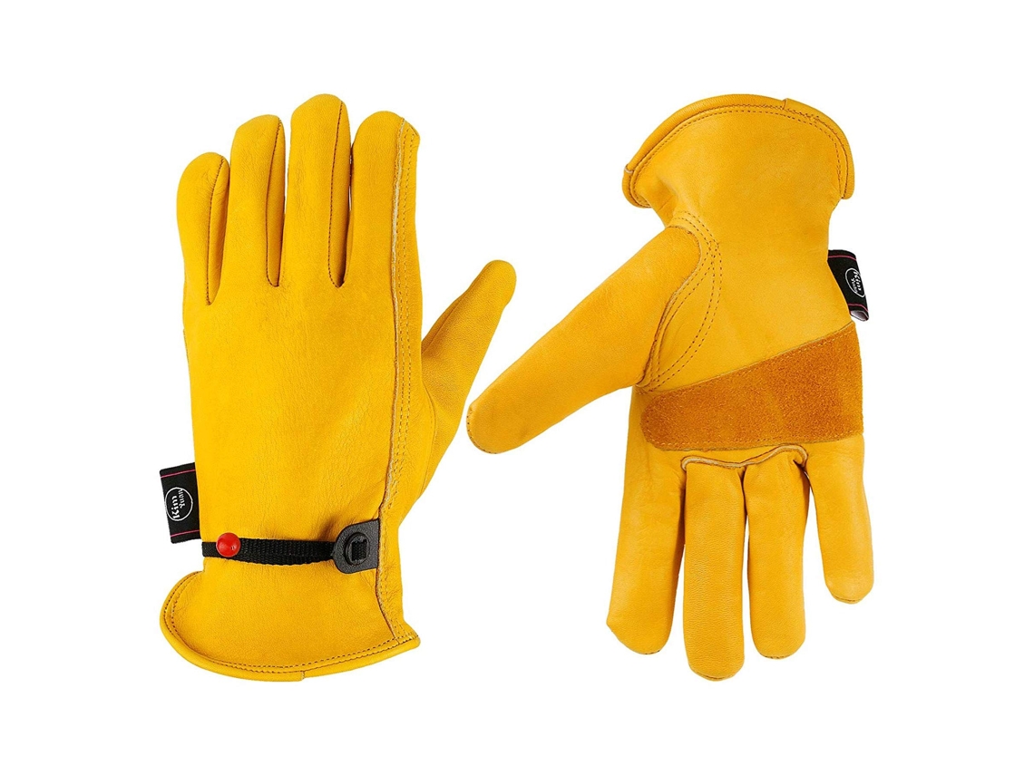 Luvas De Couro 24cm, Pulso Ajustável, Jardim, Obra, Motocicleta, Tamanho Grande, 1 Par