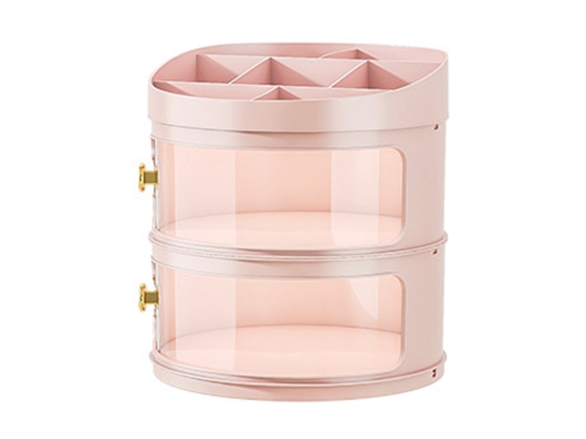 Organizador de maquiagem transparente com tampa rosa S/MARCA