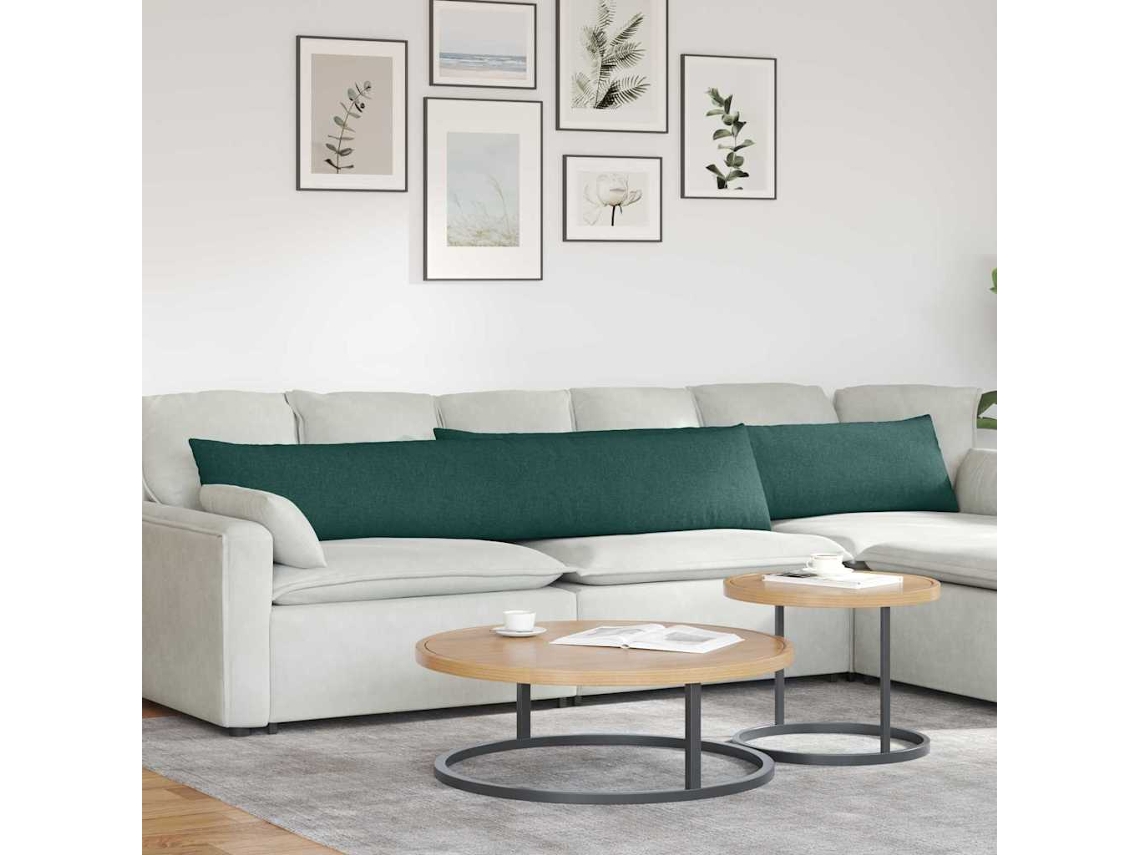 Vidaxl Travesseiros De Sofá 2 Unid. Tecido Verde Escuro 200 X 40 Cm