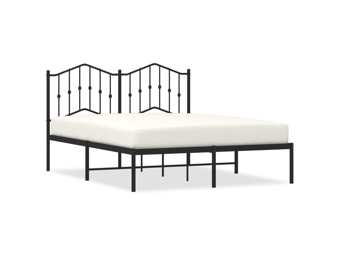 Estrutura de cama com cabeceira VIDAXL metal preto (135x190 cm)