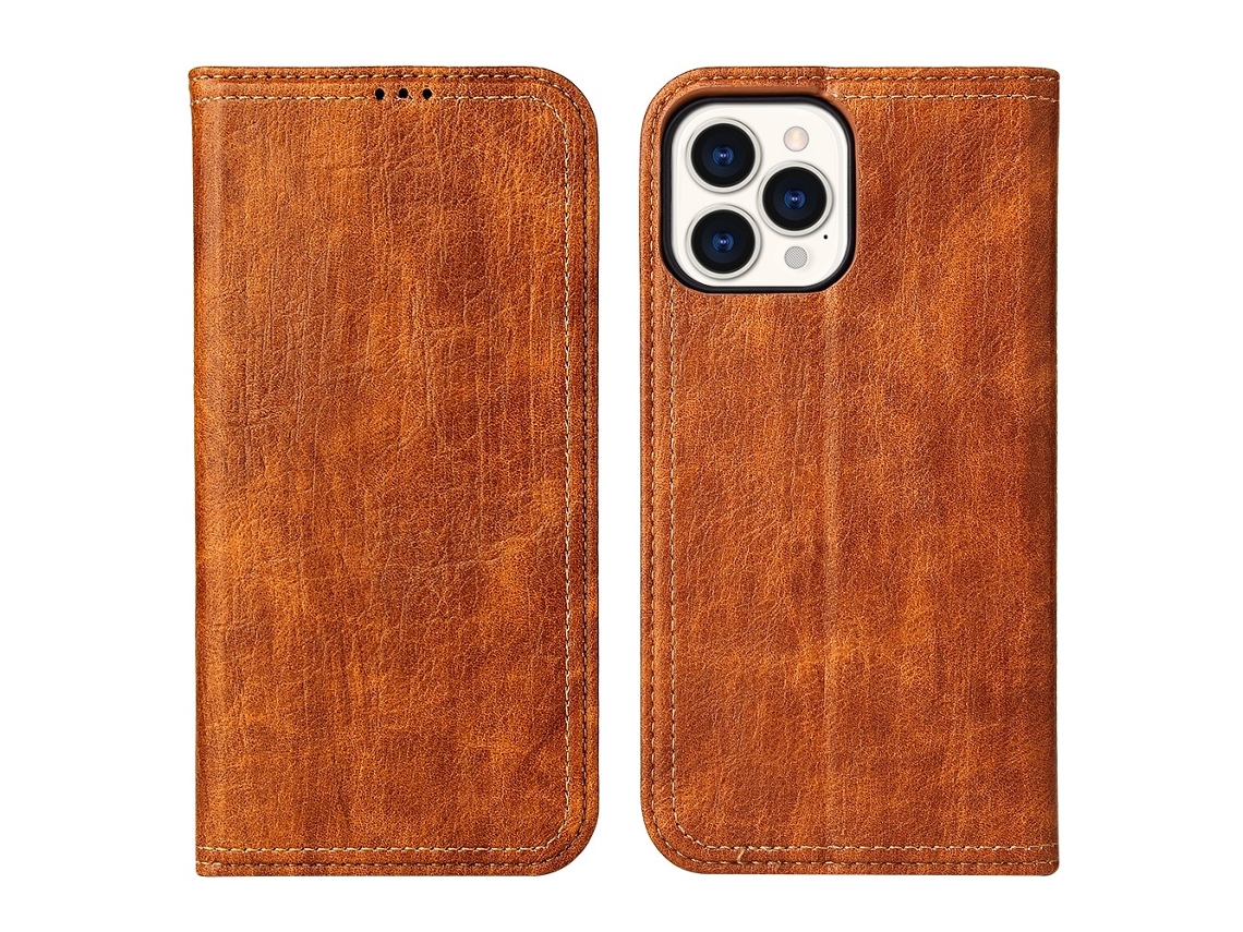 Capa Para Iphone 15 Pro Max Pele Sintética Castanho