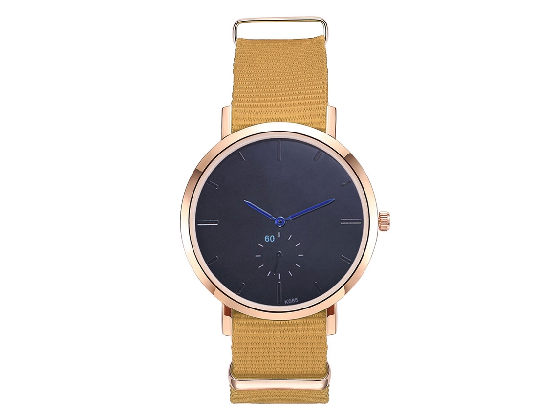 Relógio Analógico de Quartzo Masculino com Pulseira de Náilon Estilo Simples Amarelo