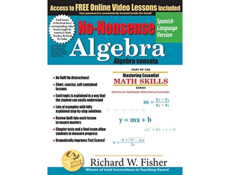 Livro NoNonsense Algebra Spanish Language Version Stepping Stones to Proficiency in Algebra Spanish Spanish Edition de Richard W Fisher (Espanhol)