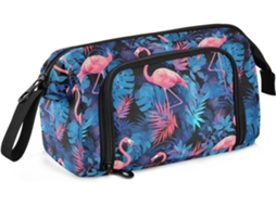 Estojo Grande com Fecho de Zíper, Ideal para Enfermeiras e Escolas. Estampa Flamingo. 24 X 9,5 15 Cm