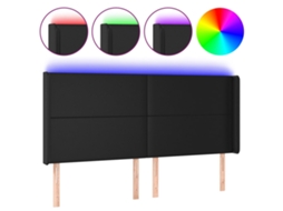 Led Headboard, Led Headboards Vidaxl Preto Couro Artificial (203 X 16 X 118/128 Cm)