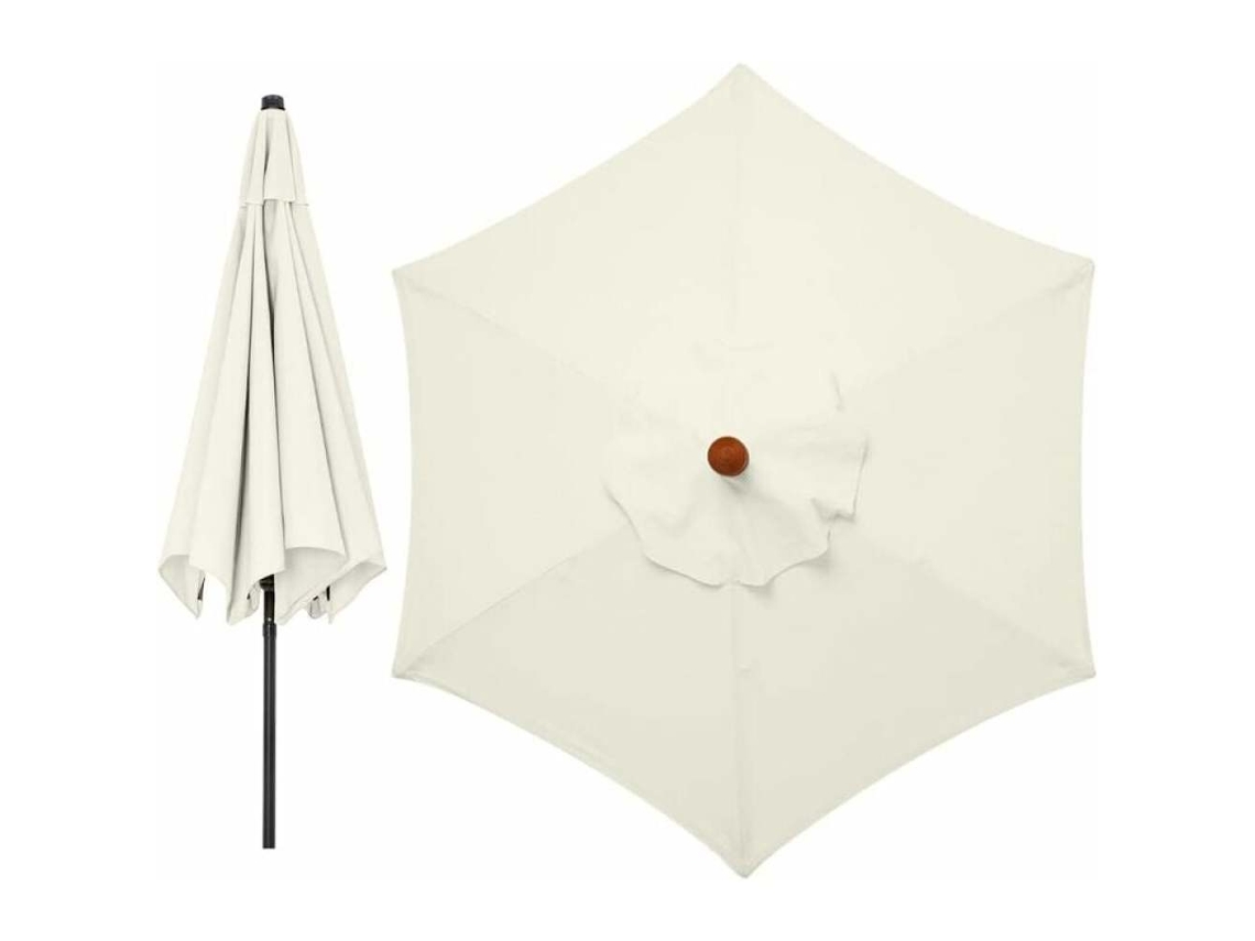 Cobertura Substituta para Guarda-Sol de Pátio, 3 Metros de Diâmetro, Cobertura Hexagonal com 6 Braços, Braços Reforçados, À Prova de Água, UV Pro