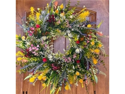 Coroa De Primavera 2024 Para Porta Da Frente, Decorativa Ao Ar Livre, Resistente Ao Clima, 50cm, Flores De Verão