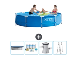 Piscina INTEX Moldura Redonda 305 X 76 Cm Azul Incluída Cobrir Pacote de Manutenção Bomba de Filtro de Piscina Escada