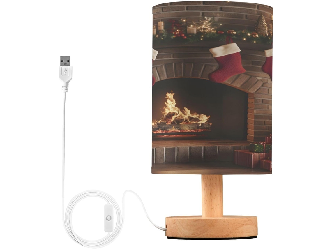 Luminária De Cabeceira Led Usb Pequena Skyshu Com Base Madeira Antiderrapante E Cúpula Que Não Ofusca Os Olhos, Ideal