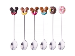 Conjunto 6 Colheres Aço Inoxidável Donuts Rato Presente S/MARCA