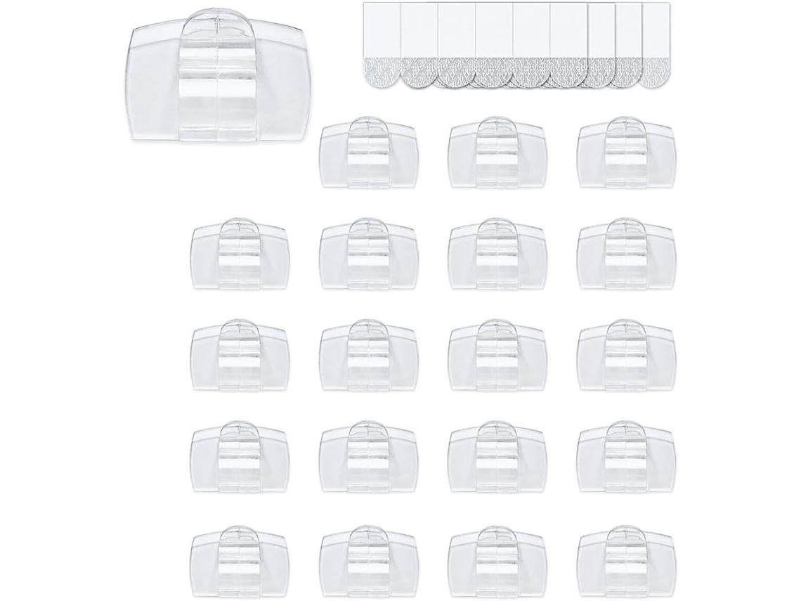 Clips De Cabo Transparentes Grandes Uso Interno Com Fitas Adesivas, Clipes De Parede Resistentes A Danos 40 + 48 Fitas