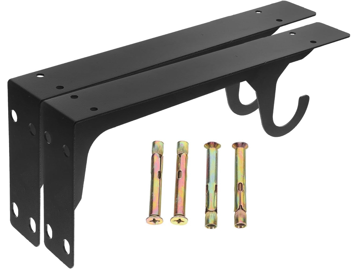 Suporte De Parede Triangular Em Aço Preto Com Gancho