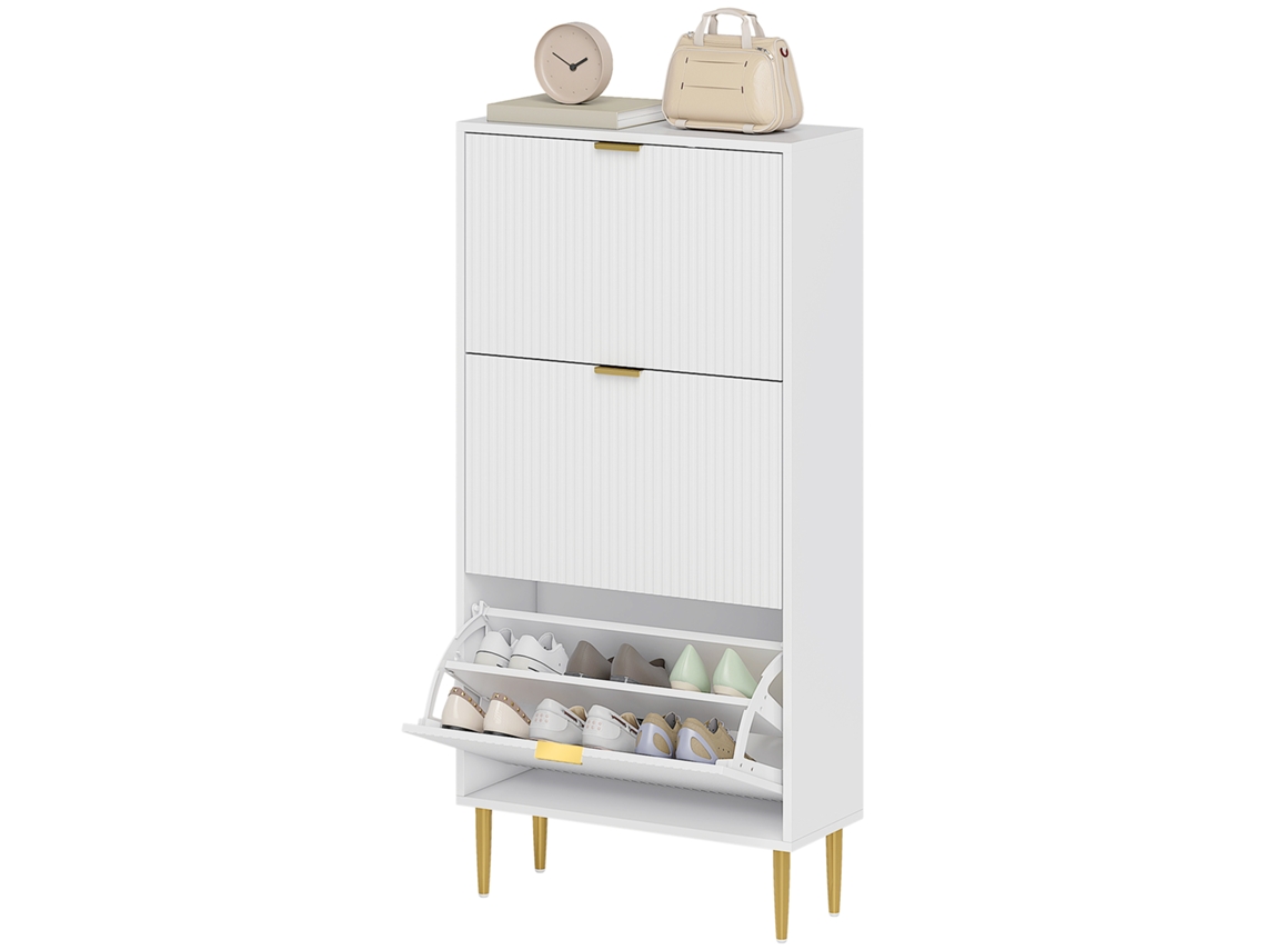 Calçadeira com 2 Gavetas Dobráveis para Espaços Pequenos Branco S/MARCA (47x26x85 cm)