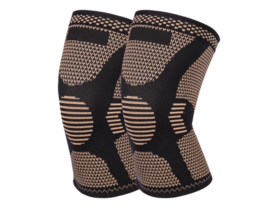 1 Par Elastic Knitted Knee Brace Sleeve Respirável Confortável Nylon Silicone Suporte Para Ciclismo Letras Impressas Tamanho M