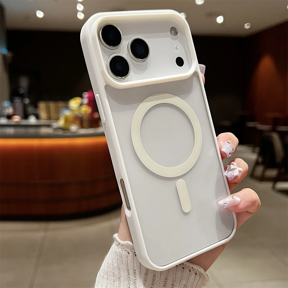 (branco, Iphone 16 Plus) Capa Ultrafina E Resistente A Impactos, Agradável Ao Toque E Compatível Com Carregamento Sem Fio Magnético.