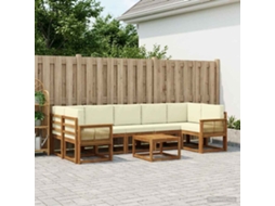 Vidaxl Conjunto De Sofás Para Exterior 8 Unid. Natural E Creme