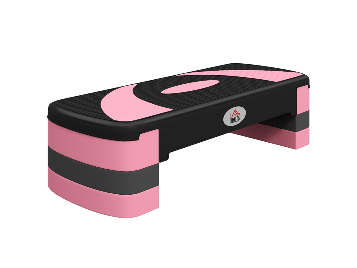 Step Ginástica Aeróbica Altura Ajustável Antiderrapante Preto Rosa