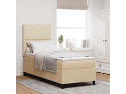 Vidaxl Cama Box Com Colchão Com Led Creme 80 X 200 Cm Tecido