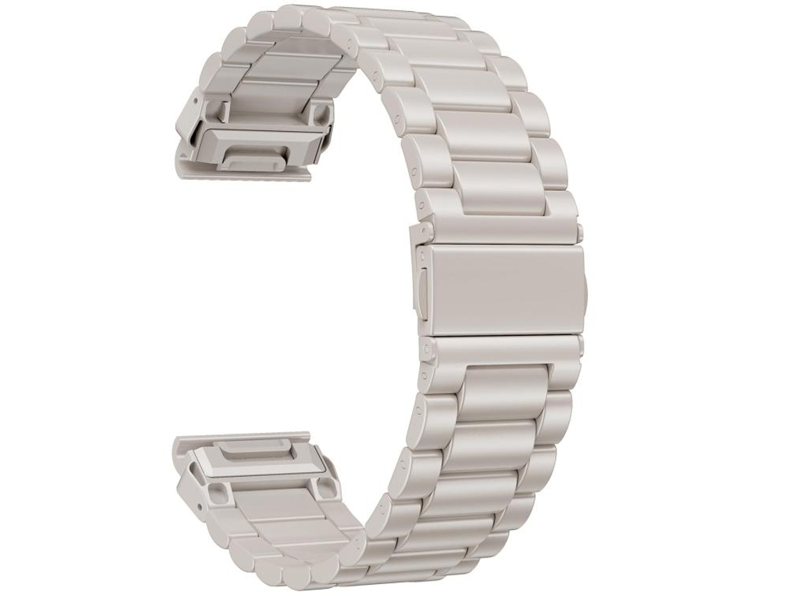 Bracelete para Garmin aço inoxidável com fecho dobrável três esferas Tactix cor starlight (22mm)