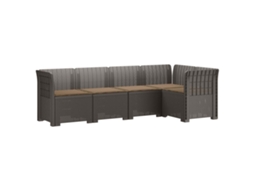 Vidaxl Sofá De Jardim De 5 Pessoas Com Almofadas Visual De Rattan Pp