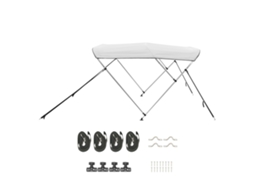 Toldo Bimini para Barco de 3 Arcos, Poliéster 600d com Estrutura Liga Alumínio, Impermeável, Proteção Solar, Bolsa Armazenamento, 183 X 215 225 117