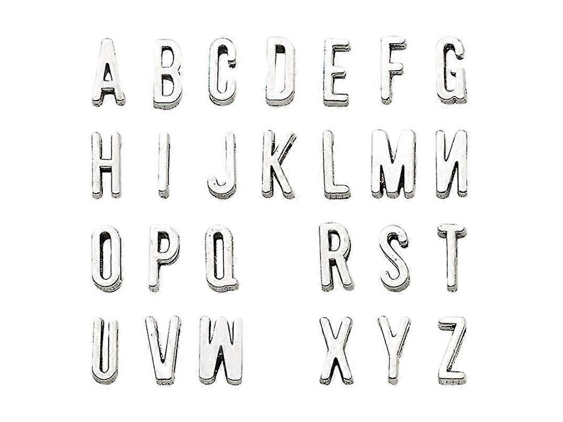 26 Peças Espaçadores Contas Letras Alfabeto Letras A Z Pingentes Alfabeto Artesanato Faça Você Mesmo Olysi Shop (prata)