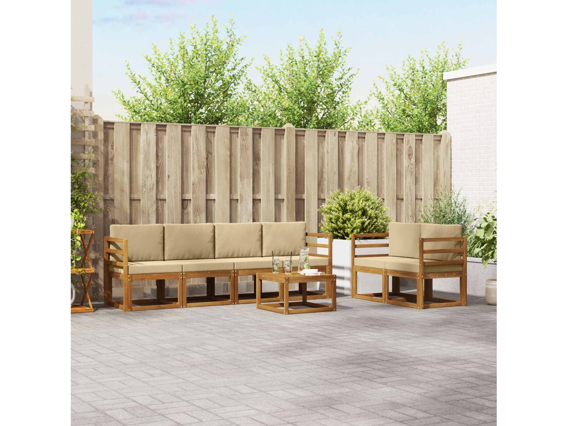 Vidaxl Conjunto De Sofás Para Exterior 7 Unid. Natural E Bege