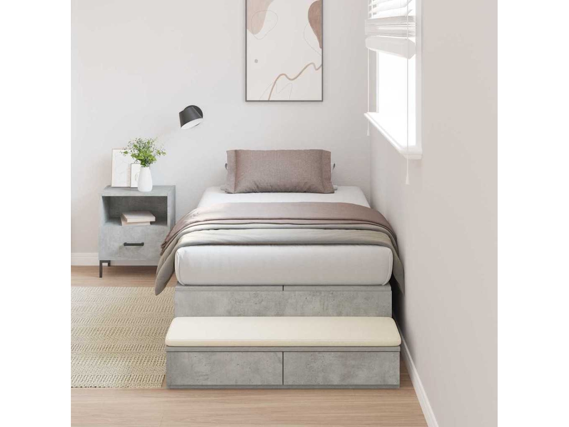 Vidaxl Estrado De Cama Com Arrumação Com Gaveta Cinzento 80 Cm