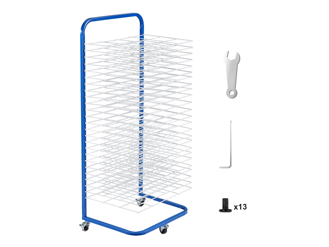 Varal Para Roupas Vevor Art Com 25 Prateleiras Removíveis E Rodízios, 423 X 317 Mm, Azul E Branco