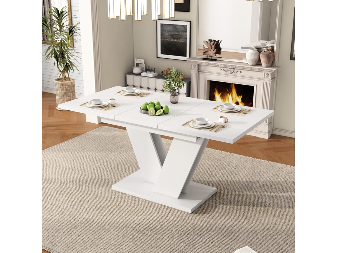 Mesa Extensível 120/160x80cm Branca V 4 6p VELTRIX