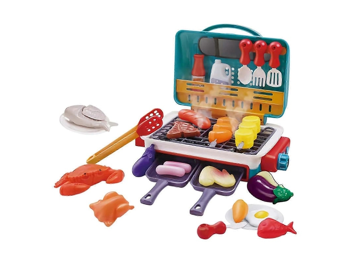 Conjunto De Brinquedo De Churrasco Para Crianças Com Efeito De Luz, Som E Alimentos Que Mudam De Cor La2356 Gn