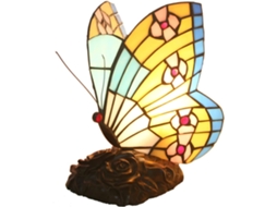 Abajur De Mesa Estilo Tiffany Com Borboletas, Luz Quente, Luminária De Cabeceira Com Cúpula Vidro Colorido, Luminária De