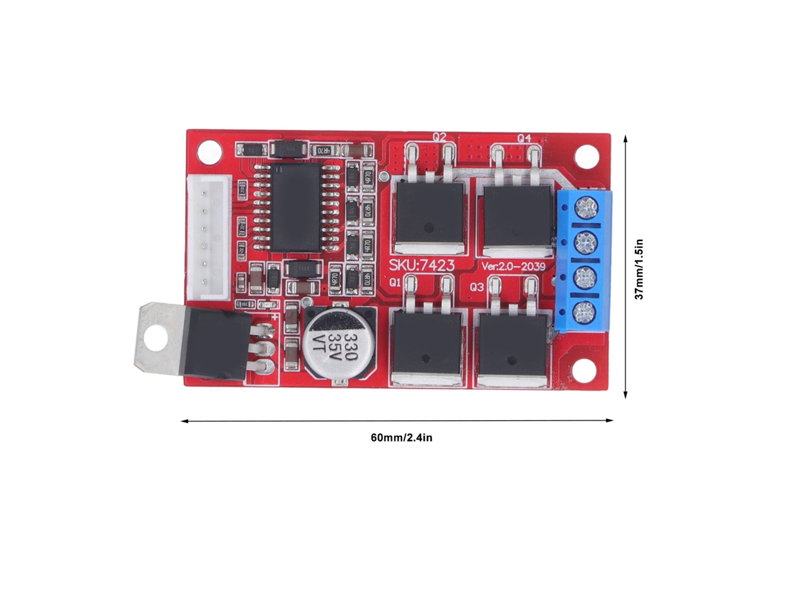 Módulo de controle de motor CC de 450 W, 2 entradas PWM, alta potência, controle de avanço, ré e freio (12-36 V)