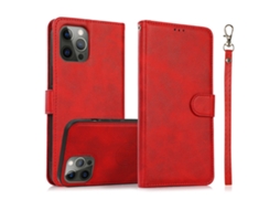 Capa Para Celular Com Estampa De Couro De Bezerro, Estilo Carteira 2 Em 1.vermelho, Iphone 17