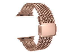 Bracelete para Apple Watch 42/41/40/38mm Aço Inoxidável Magnético com Malha Ouro Rosa XIAOMOYU