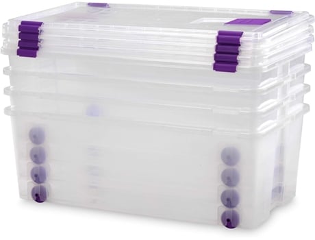 Caja Plástico Almacenaje Grandes Multiusos Con Ruedas Medidas 730 X 405 X 265 Capacidad de 62 Litros COMFORT HOUSE