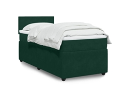 Vidaxl Cama Com Molas/colchão 80x200 Cm Veludo Verde-escuro