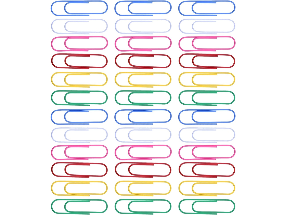 Conjunto de 60 clipes de papel multicoloridos com revestimento plástico, pinos resistentes para documentos grandes.