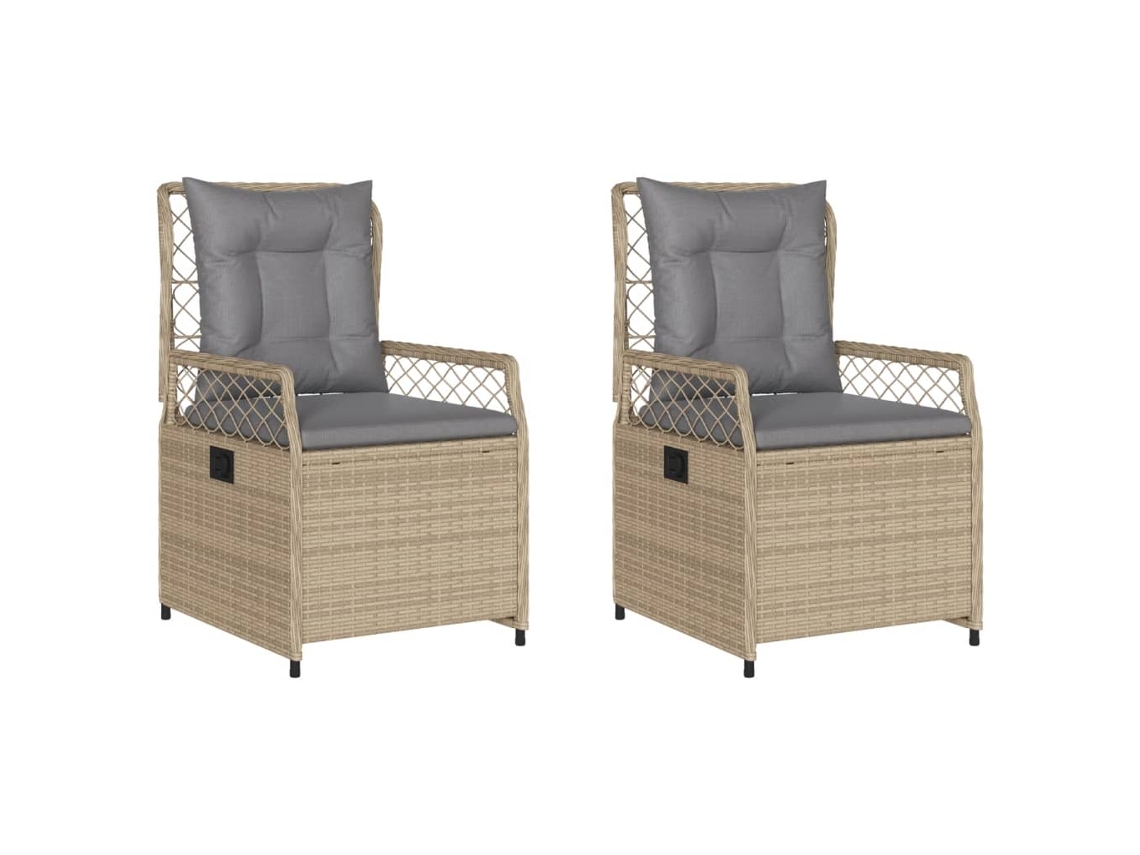 Reclining Garden Chair, Reclining Garden Chairs Vidaxl Bege Rattan / Vime (n/a)