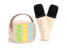 Máquina De Karaokê Para Crianças E Adultos, Mini Alto Falante Bluetooth Portátil Com 2 Microfones Sem Fio Com Suporte Para Cartão Tf, Alto F Lalamoli (Recondicionado Como Novo)